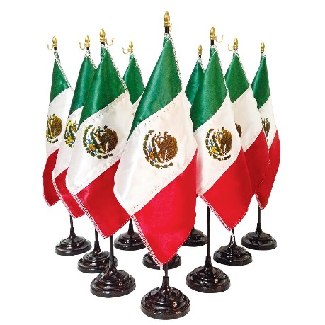 bandera pequeña banderas de tela con soporte de madera