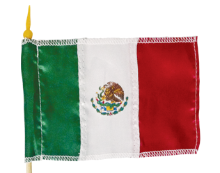 banderas de tela con soporte de madera